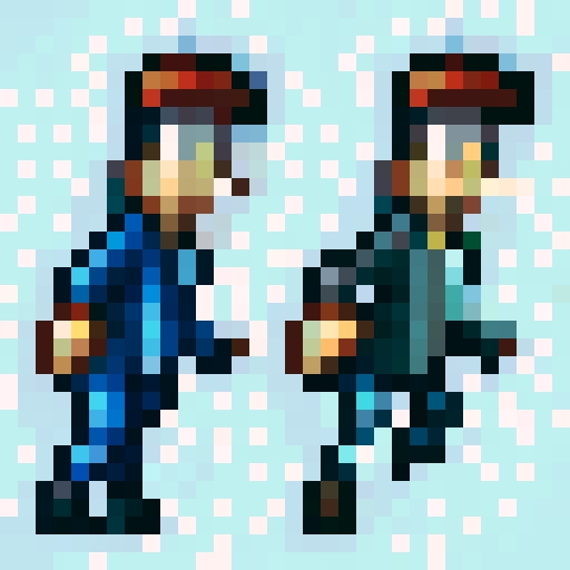 standing, running, and jumping platformer character sprites in a close-up, skill art style, with vibrant colors and detailed facial features, captured in a game icon format, showcasing their energetic movements and expressive emotions, all rendered in high-quality 32x32 pixel art with precise shading and sRGB color accuracy