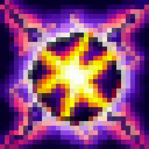 Fiery sparks dance in the night, illuminating the dark, with a style reminiscent of 32x32 skill art.