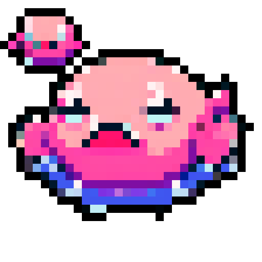 pixel art, sRGB, blobfish, chubby body, gelatinous texture, unique facial features, large eyes, large nose, droopy mouth, pinkish hue, underwater habitat