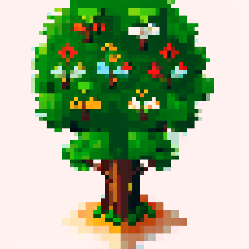 four different trees for the four different seasons, winter, summer, autumn, spring