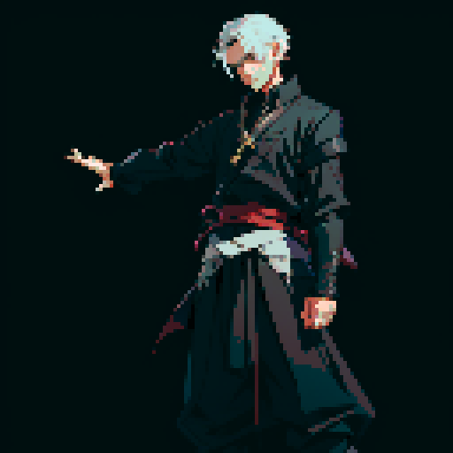 male character, black clothing, neutral pose, head to toe