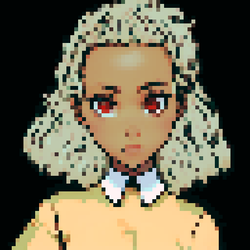 Teenage black girl with light brown hair and red eyes