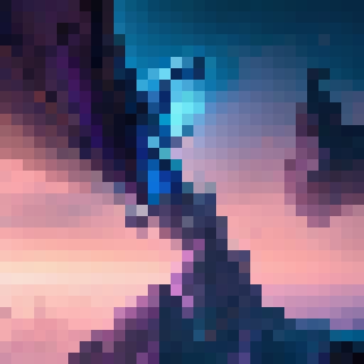 A shimmering sapphire dragon, perched atop a jagged crystal spire, surveys a sprawling cityscape below