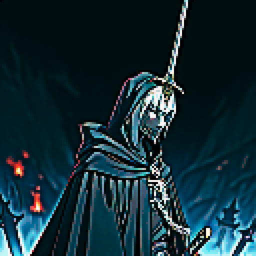 A knight wearing a helmet, holding a blasphemous sword
Requirement 1: Blasphemy Holy Sword: A super large sword made of gray black metal with extremely strong demon guiding ability, which remains extremely sharp to this day. The sword body flowed with disgusting viscous liquid and flickered with a faint soul fire.
Requirement 2: Add a cloak to the back, preferably a worn black cloak.