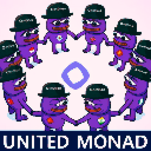 Purple frogs holding hands