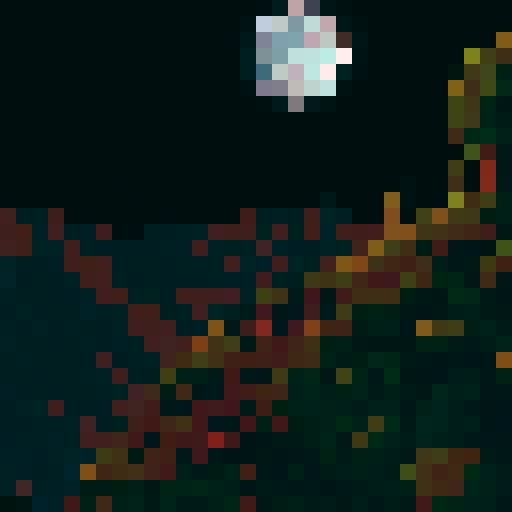 The scene is set as the main protagonist, gurney as seen in the bottom right is on a hill looking over a desolate area with sparse plant life up in flame. We see the back of his head, with his distinct jaw and a cigarette in his mouth. in the distance is a large laboratory, which has smoke coming out of it and a hole in the top. The sky is full of starts, a moon and a distant alien planet.