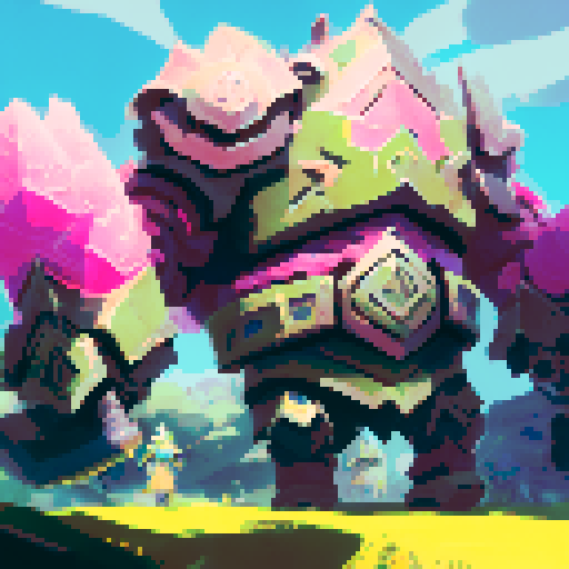 army of soldiers, towering pink monster kaiju, epic battle, dramatic landscape, intense action, detailed armor, vibrant colors, dynamic poses, sweeping brushstrokes