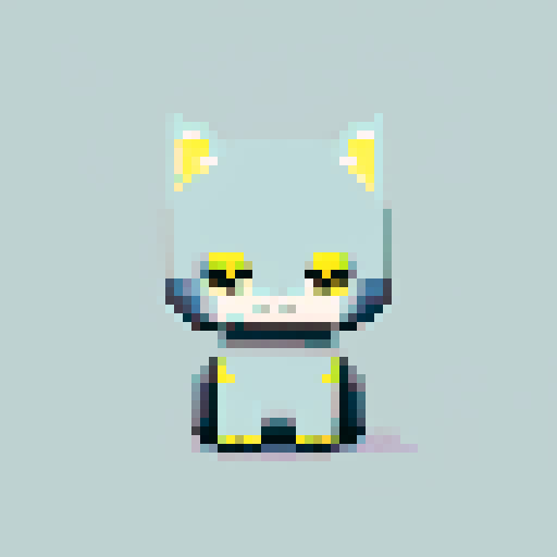 draw a small cat with very few details, really minimalist, with gray fur and yellow eyes