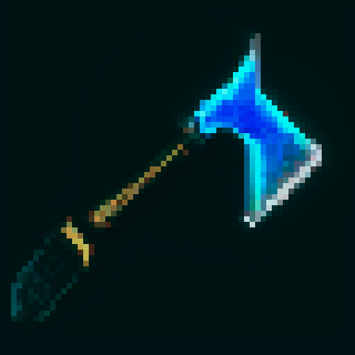 fantasy axe, sharp blade, metallic sheen, steel colored blade, textured grip