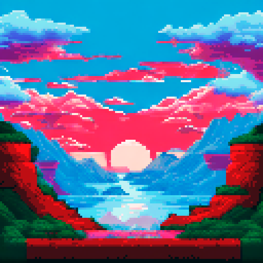 red sky, with explosion particles, lightnings.