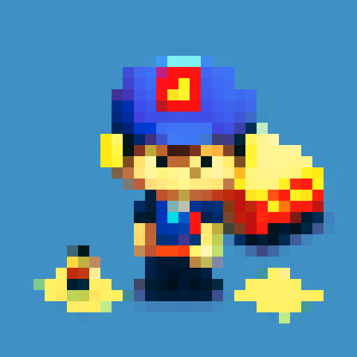 police officer hat, pixel art, game asset, casual game, icon