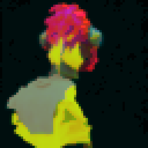 Back view of character