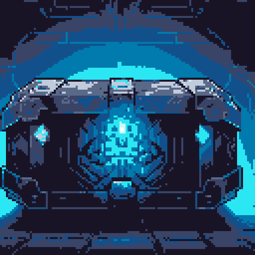 mystery box, stone, metall, shiny, pixel art, sRGB, vibrant colors, glowing lights, intricate patterns
