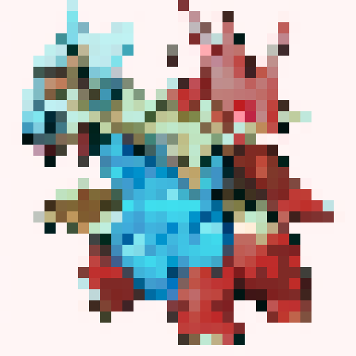 A fire and ice dragon in the style of Pokemon.