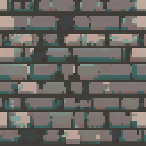 Cobblestone tiles, worn and weathered, arranged in a top-down view, capturing the essence of pixel art with its vibrant sRGB colors
