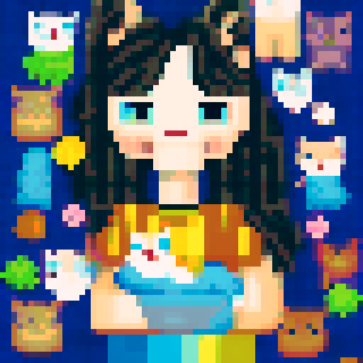 girl with many cats