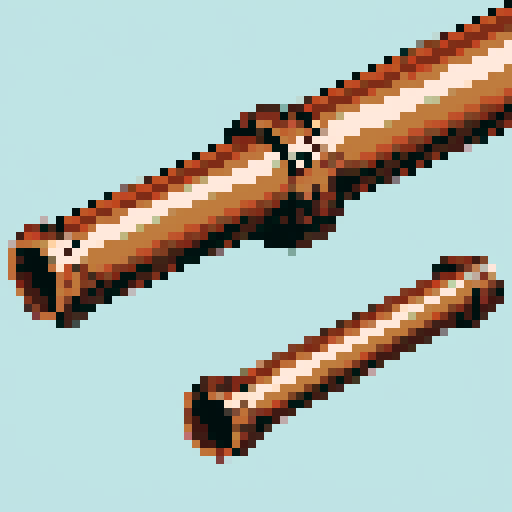 rusty old copper pipe. Usable as an asset (clear, thick lines and a white background)