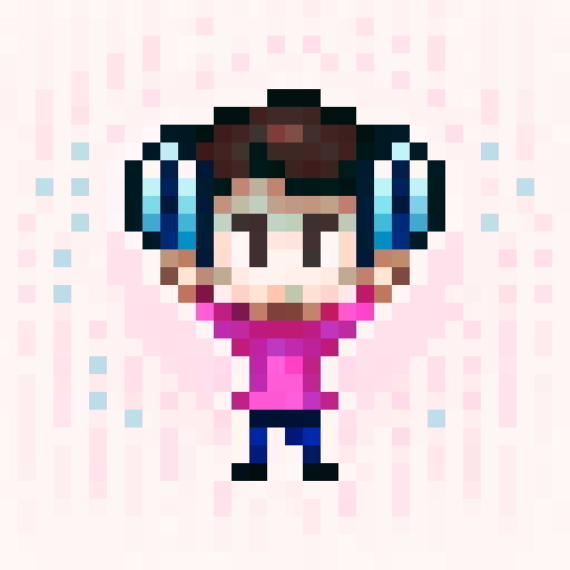 Chibi boy with Korean hairstyle and rosy cheeks, wearing big headphones and a huge puffy jacket, looking from a first-person point of view in high detail, taking advantage of all the canvas.