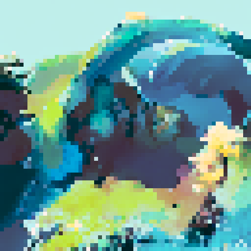 landscape portrait of Pandora's vibrant blue and teal terrain, featuring winding rivers flowing through lush, verdant forests, all rendered in a painterly style with textured brushstrokes and luminous highlights