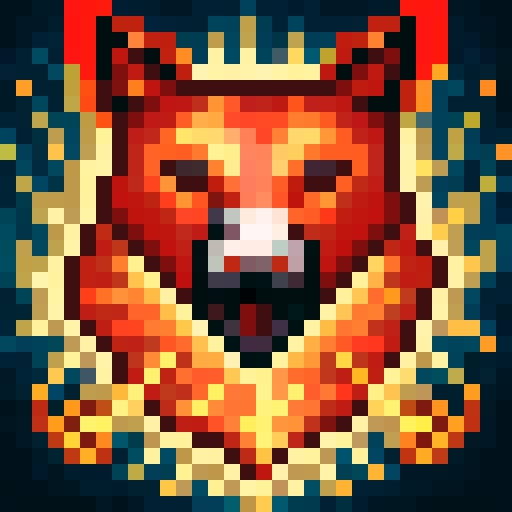 red wolf, sharp open mouth, sparkling eyes, game icon, 32x32 pixel art, sRGB, skill art, close up, portrait, looking left