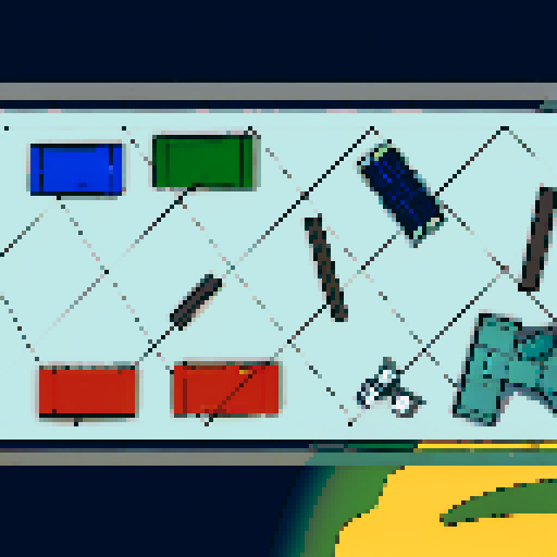 Wrecked Space Station, broken solar panels, twisted metal, floating debris, flickering lights, vibrant colors, pixelated details, retro-futuristic aesthetic, sRGB