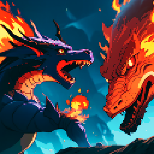 Dragon breathing fire, fire breath, flames