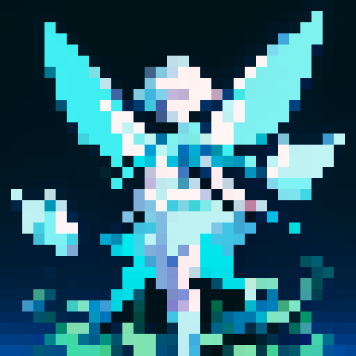 a pixie with white glowing core(body) and two pairs of pale blue wings(like navi)