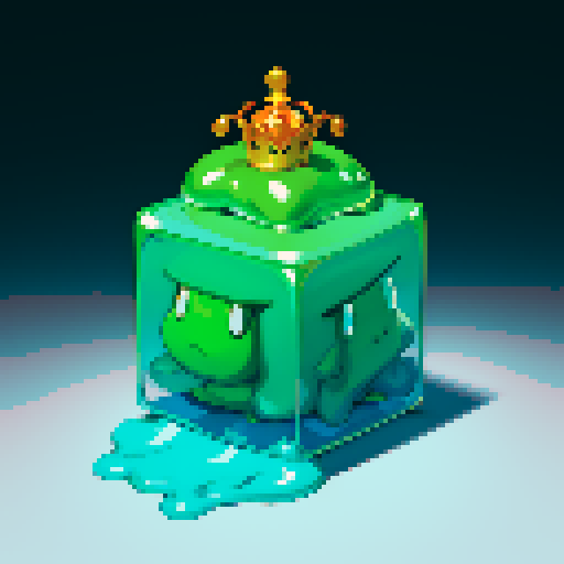 Gelatinous cube, Slime, wearing crown