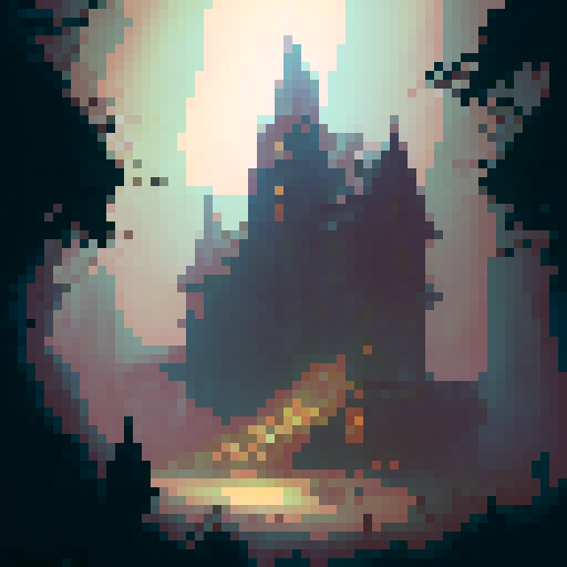 "Create a gothic, Victorian-style haunted mansion with gargoyles, candelabras, and dusty chandeliers, featuring a twisted staircase leading to a dusty attic filled with antique mirrors and old trunks, where a ghostly apparition lingers in the shadows."