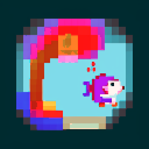 Pixel art betta fish no background