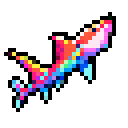 Iridescent Shark, vibrant hues, shimmering scales, pixelated art, sRGB color palette