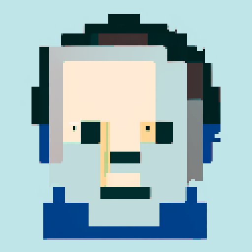 The gray-haired, blue-eyed figure in the apartment smiles with euphoria