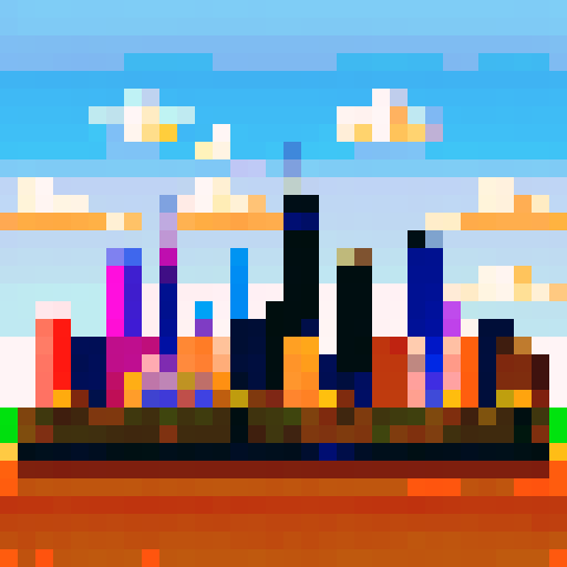 skyline of chicago on a clear day, 32x32 pixel art, retro