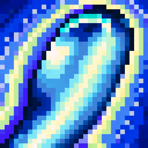 Electric blue tendrils, undulating and glowing, surround the bulbous head of a jellyfish in this skillful 32x32 game icon pixel art portrait