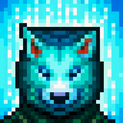 Wolf avatar, portrait, glowing eyes