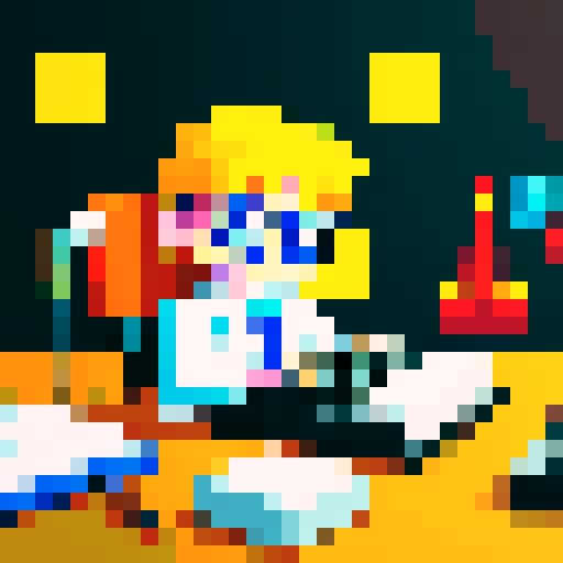 scientist, desk, typewriter, pixel art, sRGB, focused, lab coat, table, desk 