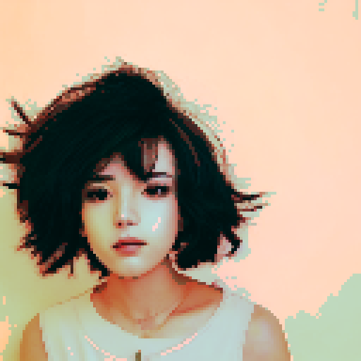 "Anime girl gazes at swirling 2D shapes in pinks, purples, and greens while "@3ab3z" glows in small font at bottom left of image."