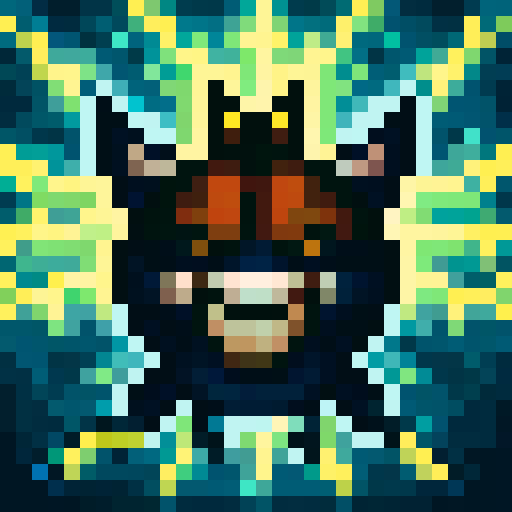 Blue fur, pointy ears, sharp fangs, and tiny claws on a bat boy's cute face with wings spread out in a dynamic pose, ready to fly in a pixel art style reminiscent of classic video game icons
