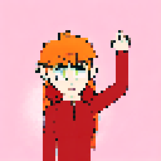 Girl with long orange hair and a red jacket