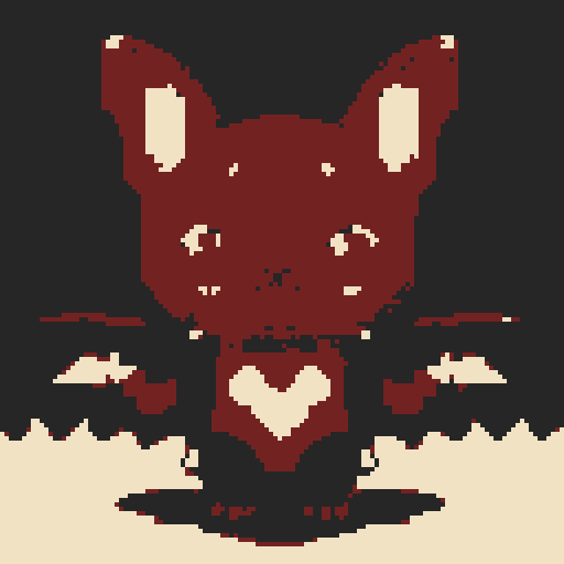 bat creature, cute buddy, pixel art, sRGB, farmer