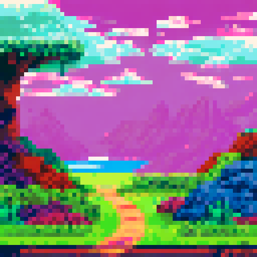 Realistic purple hedgehog, pixel art, 3D, sRGB, vibrant background, scenic landscape