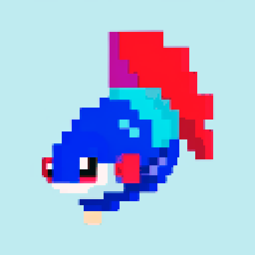 Pixel art betta fish no background