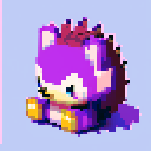 Purple hedgehog, pixel art, lazy
