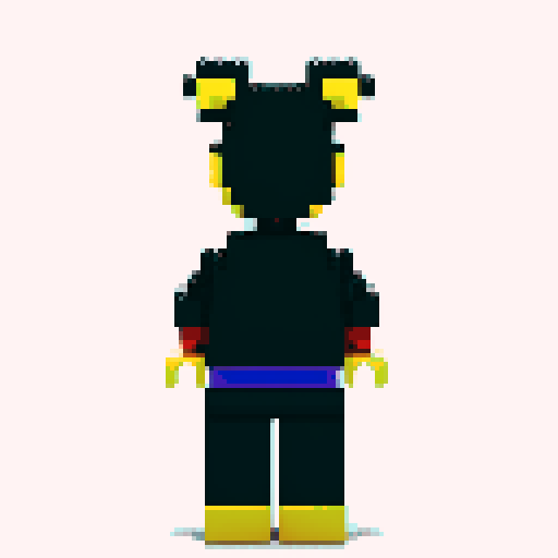 micky mouse, pixelated, LEGO, vibrant colors, blocky, square pixels, retro style, playful, sRGB