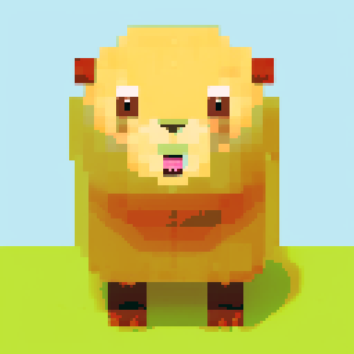 capybara with a happy expression, bright pixel art, solid white background