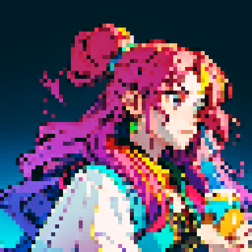 handsome, long-haired guy, vibrant colors, detailed pixel art, sRGB, beer