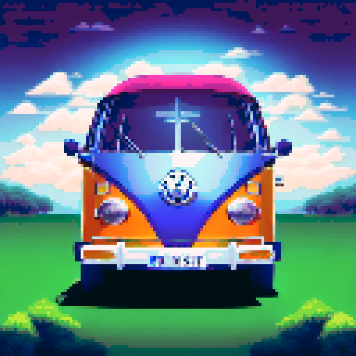 Photorealistic whole Volkswagen Sagitar, centered, three-quarter view, right front wheel, clean background, realistic colors, pixel art style