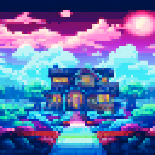 house with lights on near forest, night