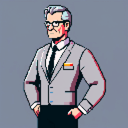Middle-aged HR manager, formal dress, German national, pixel art, sRGB