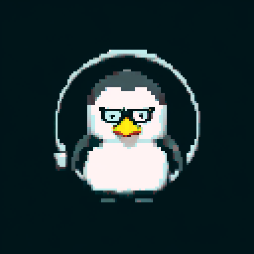 penguin with thug sunglasses, black and white 